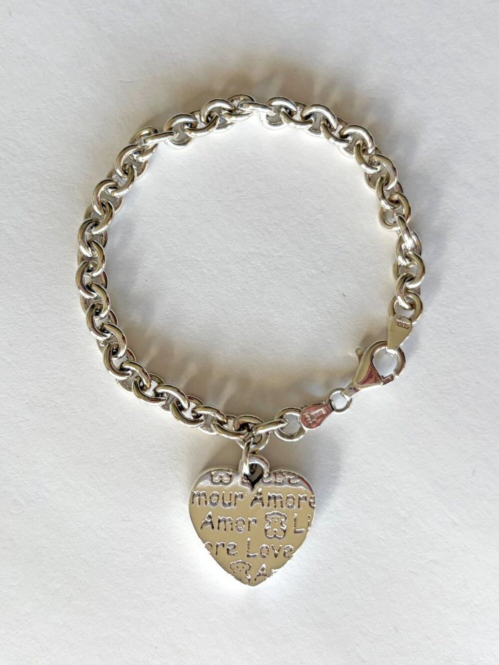 TOUS sterling silver toggle heart charm bracelet
